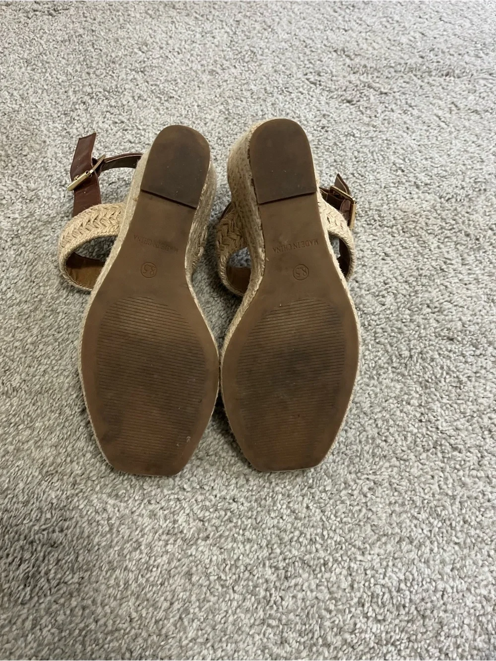 Steve Madden Braided Tan Espadrille Block Heel Sandals
